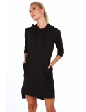 Rochie sport neagra cu gluga 4187 - Magazin online - Boutique